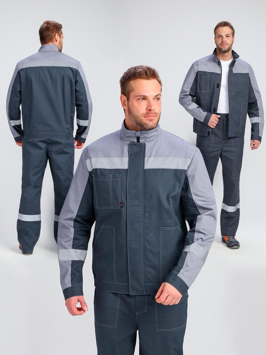 Костюм мужской Бриготек-1 СОП (тк.Смесовая,260) брюки, т.серый/св.серый