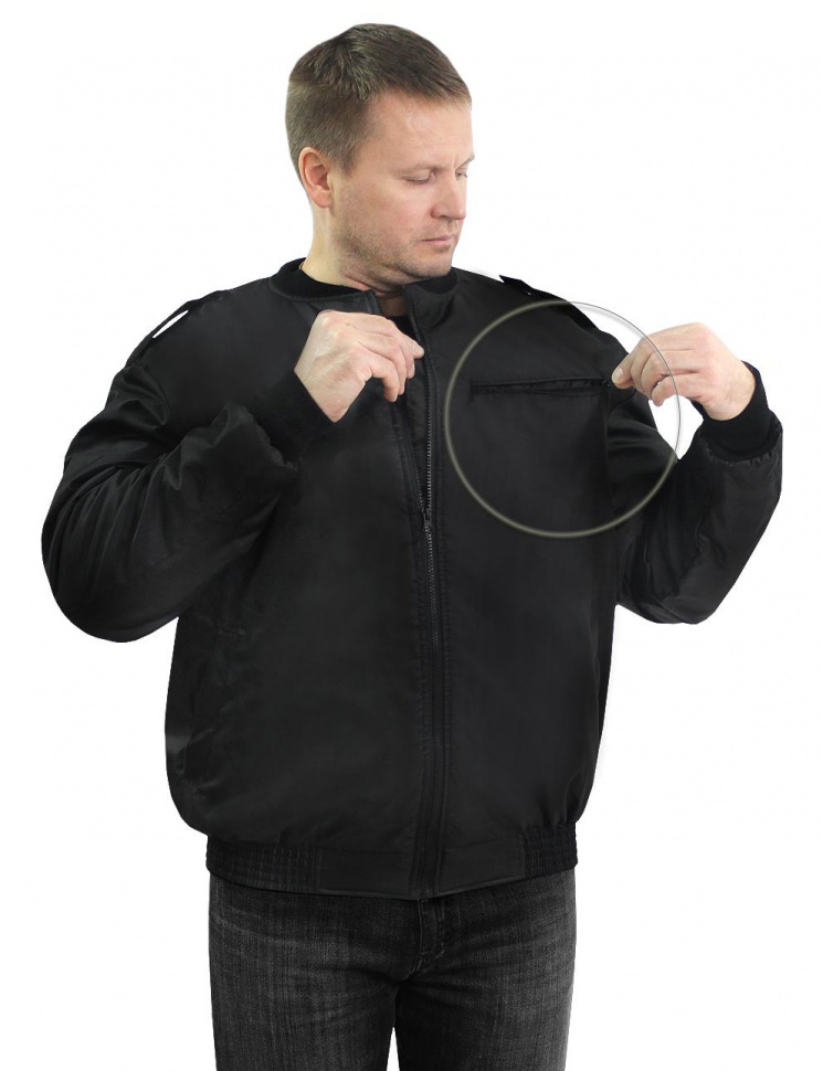 Куртка-ветровка мужская Пилот, тк.Оксфорд,120, черный