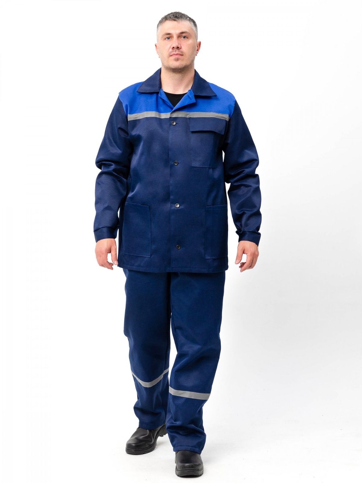 Костюм мужской Стандарт, тк.Смесовая,200, п/к, т.синий/васильковый М