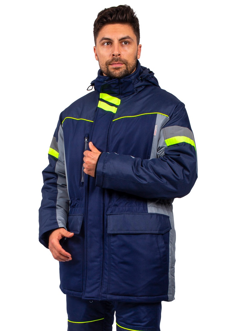 Куртка зимняя мужская PROFLINE SPECIALIST, тк.Таслан,135, IV+Особый, серый/т.синий М
