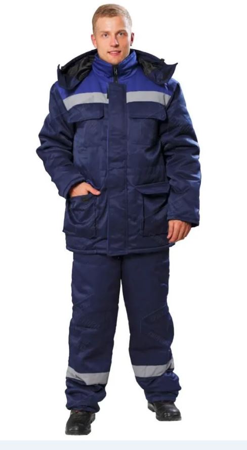 Костюм зимний для рабочих КОС 115.0.1 СОП, тк.Смесовая, 200, п/к, синий/васильковый М