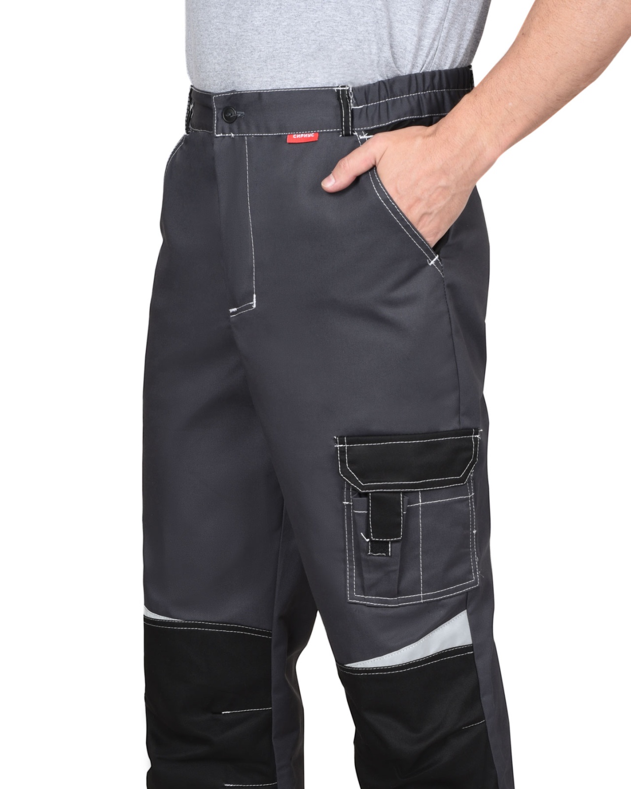 Брюки мужские Фаворит-Мега-Сириус, тк.Смесовая,245, серый/черный М