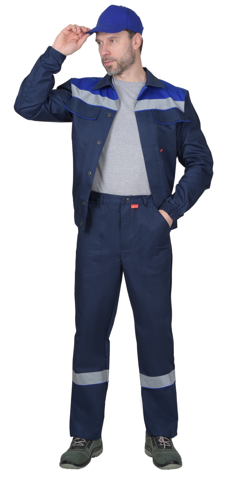 Костюм мужской Сириус-Мастер, тк.Смесовая,245, брюки, т.синий/васильковый