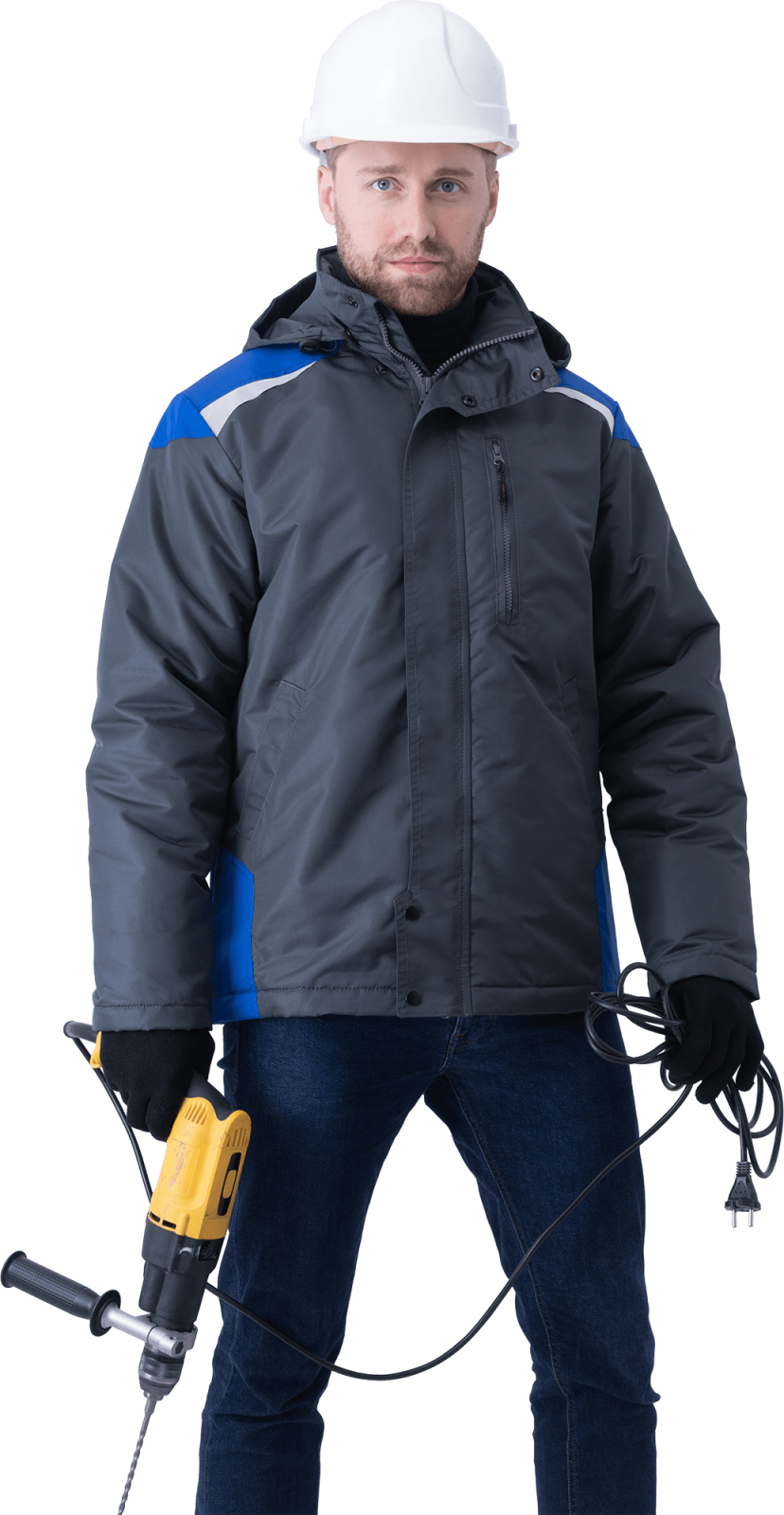 Куртка демисезонная Штурман, тк.Таслан, 110, серый/василек М