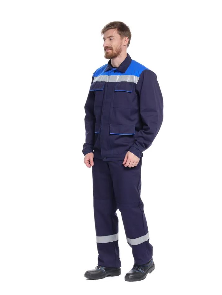 Куртка мужская М-5 Люкс, тк.Саржа,250, т-синий/васильковый
