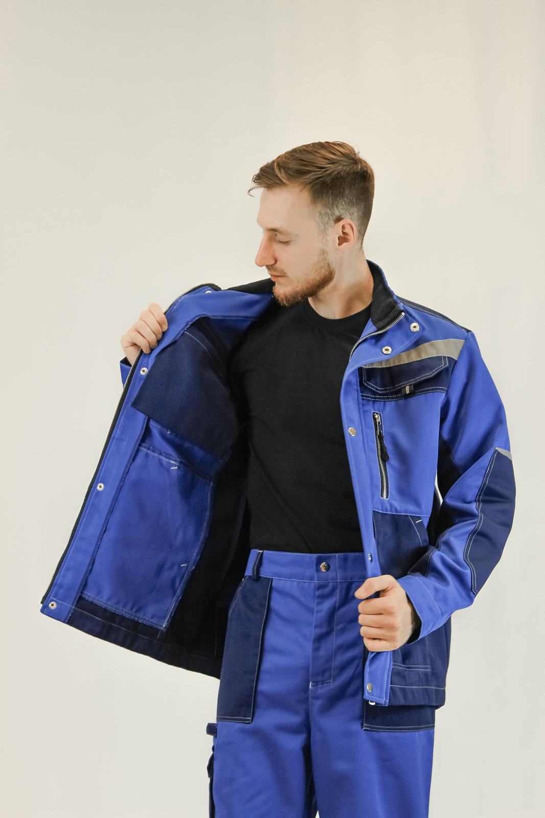 Костюм мужской ИТР МС-1, тк.Смесовая,300, брюки, т.синий/васильковый М