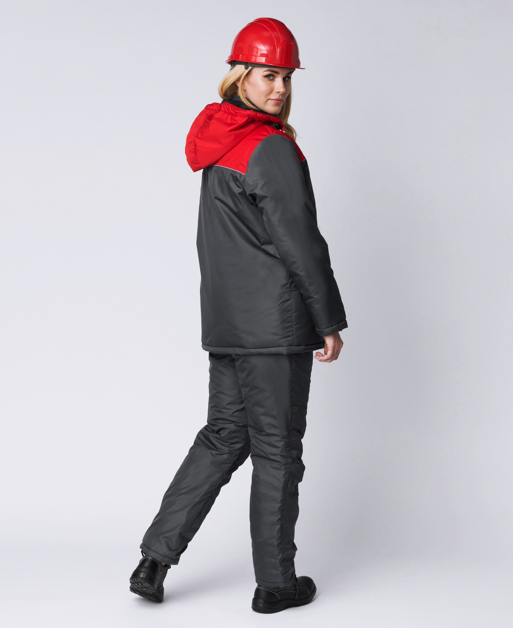 Куртка зимняя женская Снежана, тк.Дюспо, т.серый/красный М