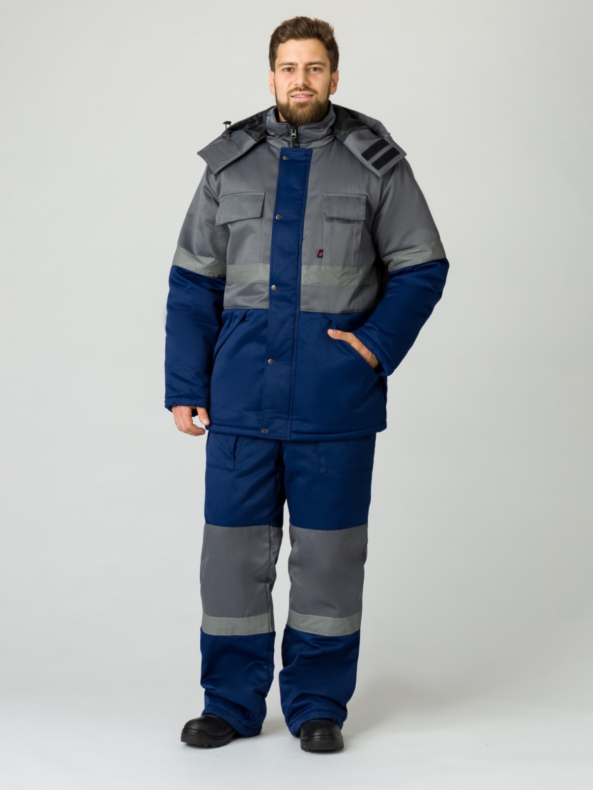 Костюм зимний Профи-Норд, тк.Смесовая,250, IV+Особый, п/к, т.синий/серый М