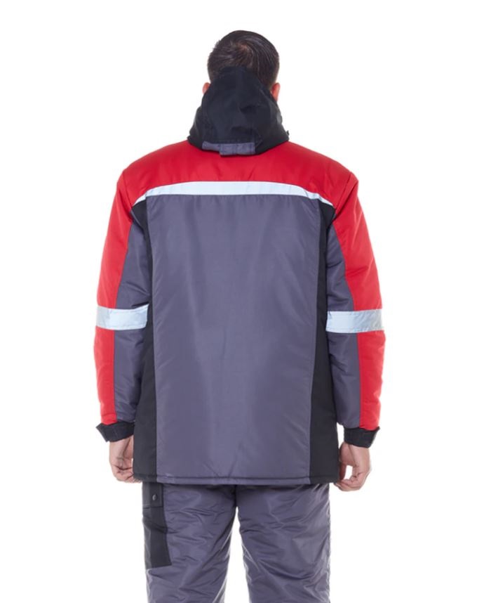 Куртка зимняя мужская, тк.Таслан, 135, серый/красный