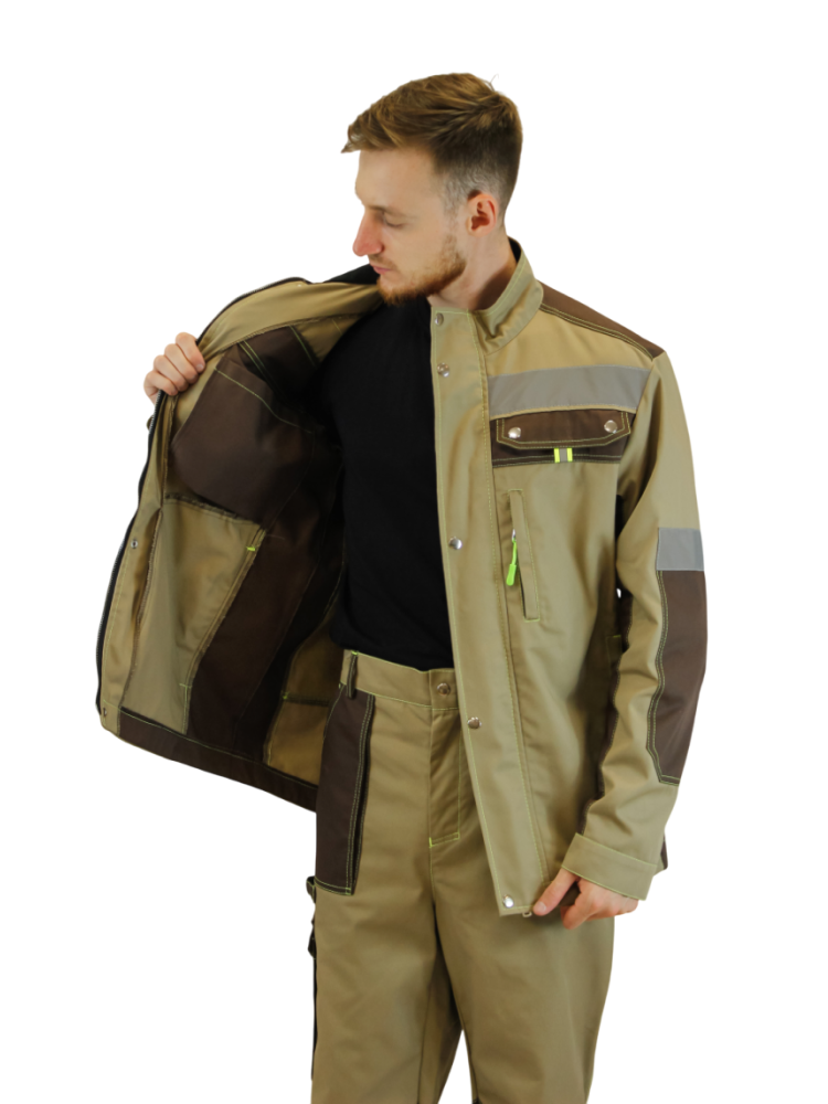 Костюм мужской ИТР Кронос мод.1, тк.Смесовая,245, брюки, бежевый/коричневый М