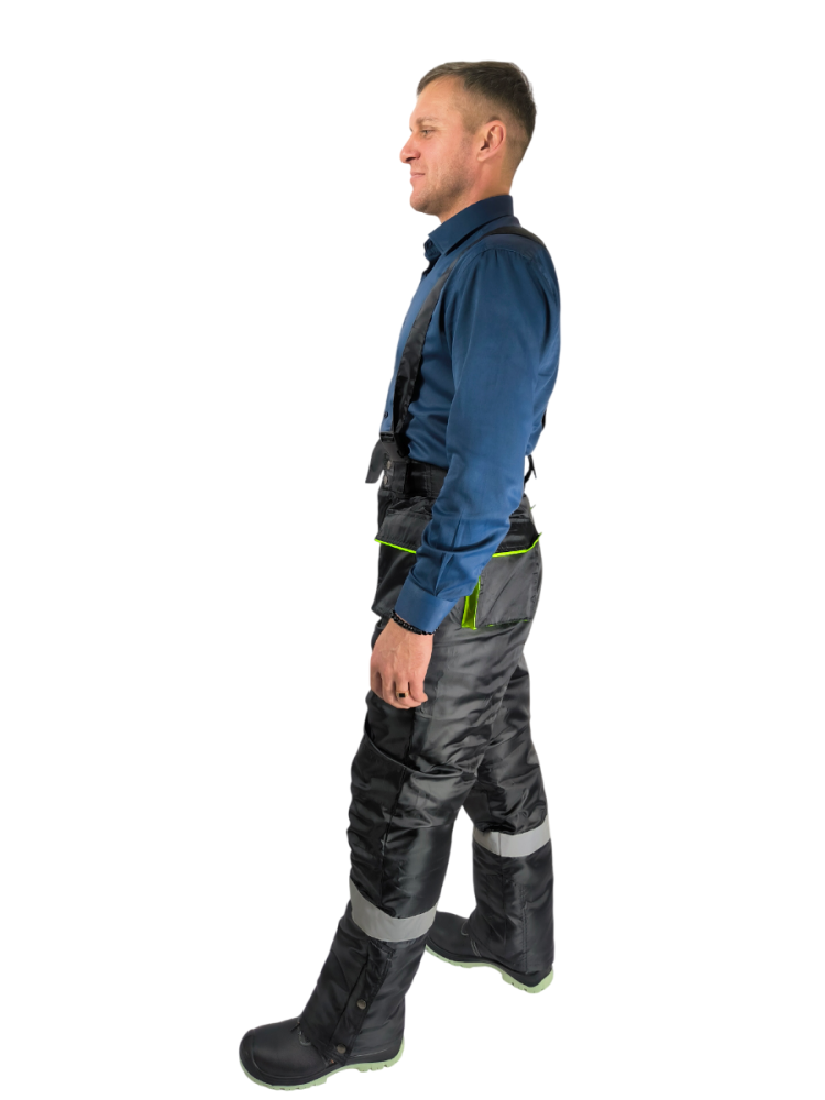 Костюм зимний сигнальный Премиум, тк.Оксфорд,105, брюки, черный/лимонный М