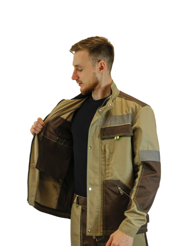 Костюм мужской ИТР Кронос мод.2, тк.Смесовая,245, брюки, бежевый/коричневый М